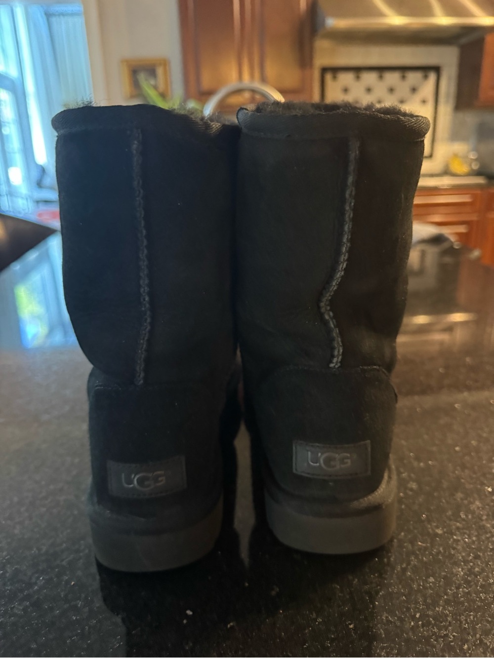 UGG Black Short Suede Winter Boots for Women - Picture 4 of 4